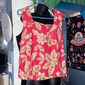 EVERY PINK CREAM FLORAL Sleeveless Top NWT 100% Cotton